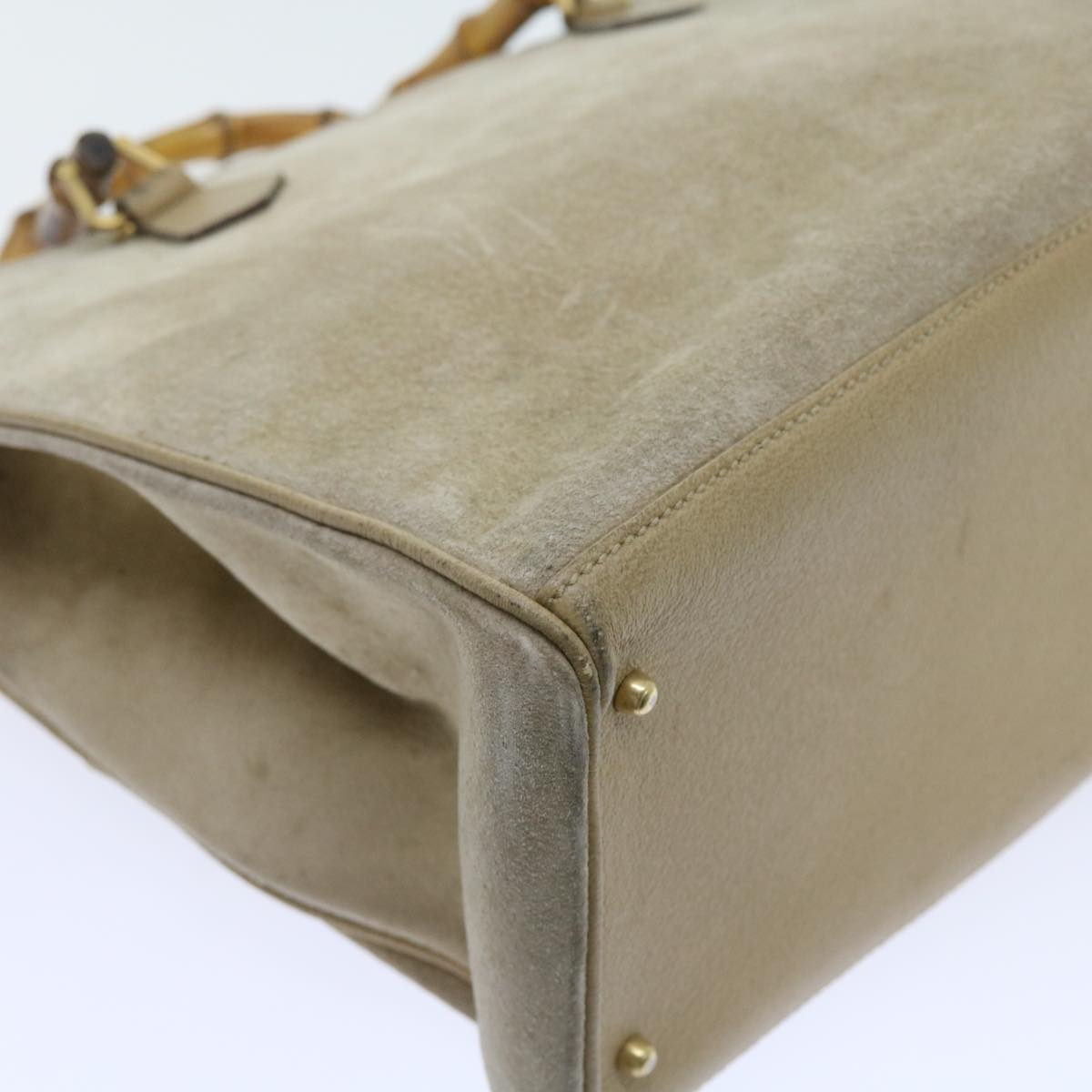 GUCCI Bamboo Shoulder Bag Suede 2way Beige 002 123 0322  59066