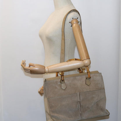 GUCCI Bamboo Shoulder Bag Suede 2way Beige 002 123 0322  59066