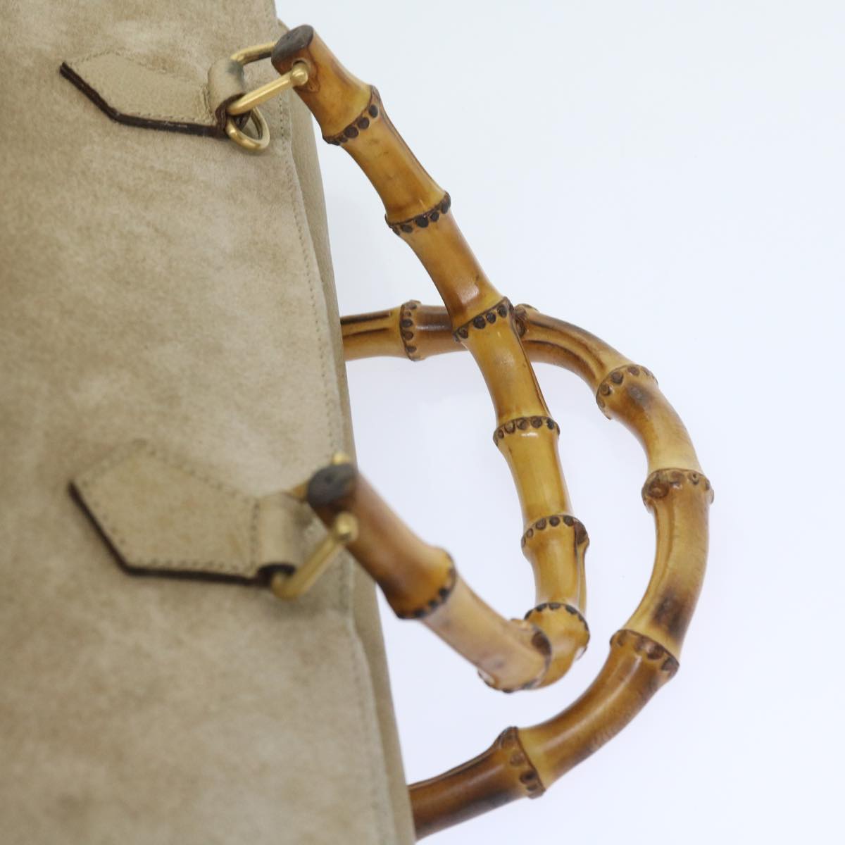 GUCCI Bamboo Shoulder Bag Suede 2way Beige 002 123 0322  59066