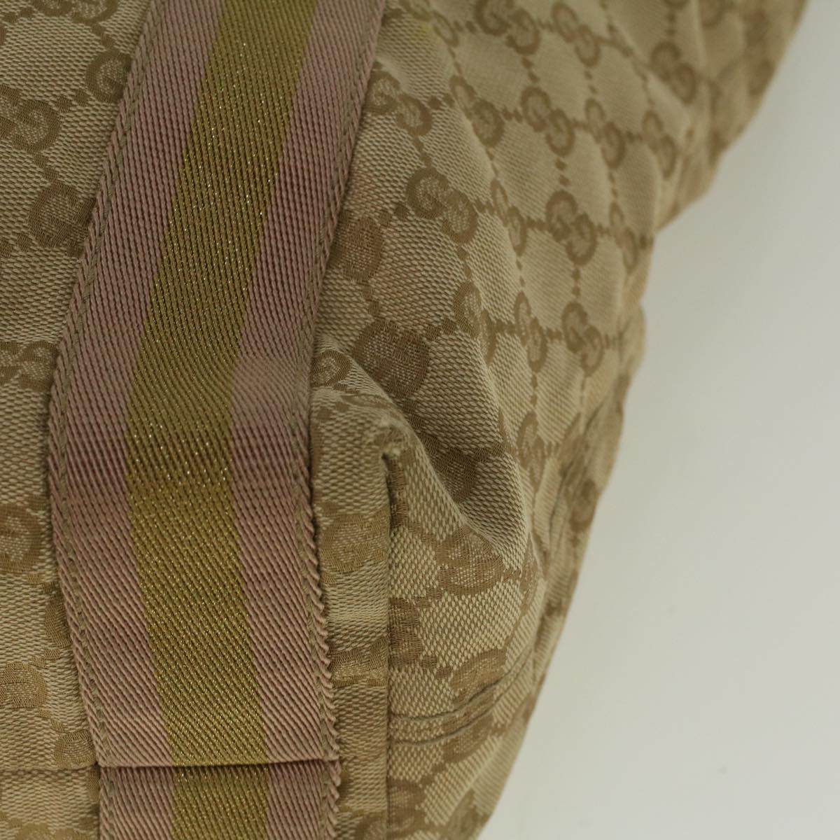 GUCCI GG Canvas Sherry Line Tote Bag Beige Gold pink 189669  59074