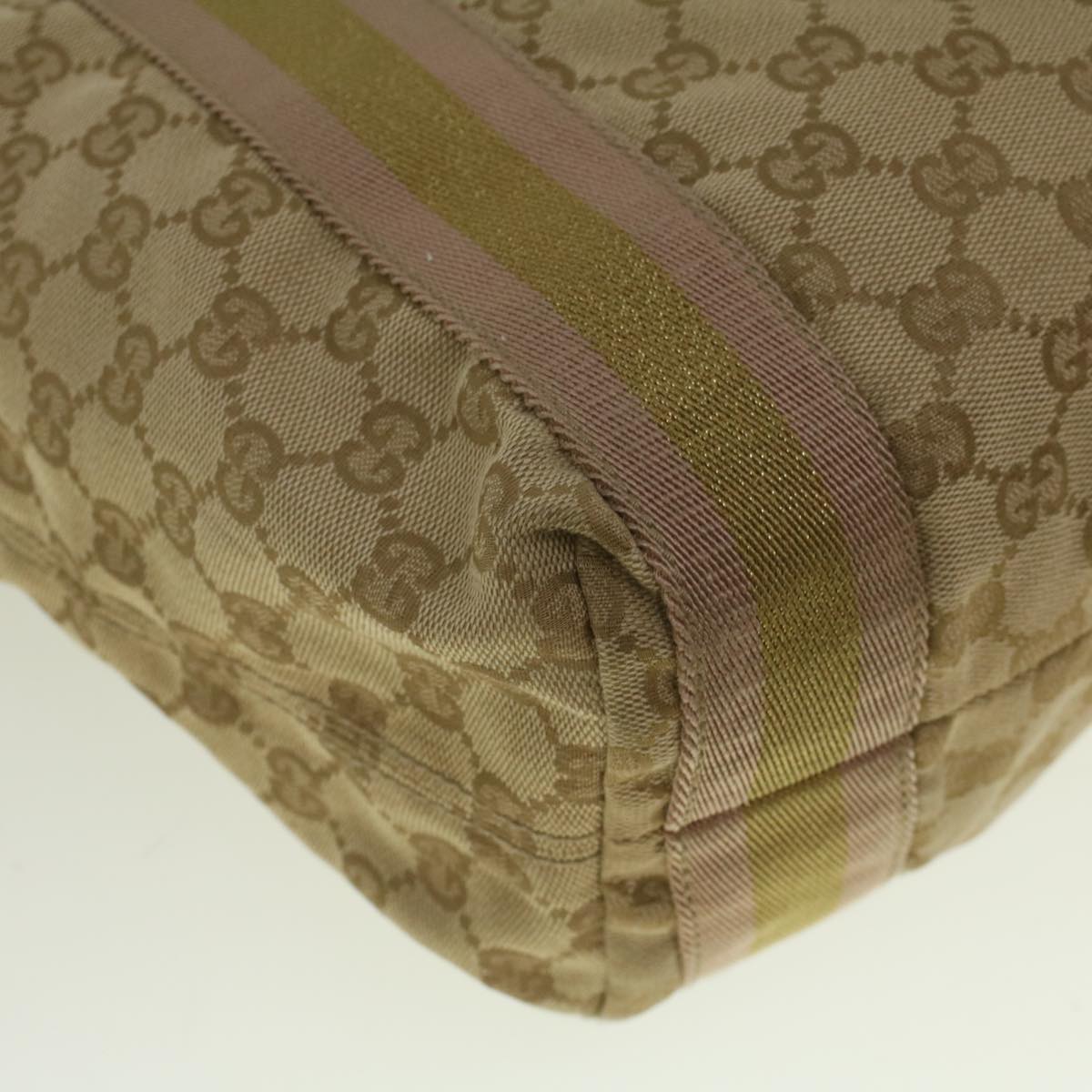 GUCCI GG Canvas Sherry Line Tote Bag Beige Gold pink 189669  59074