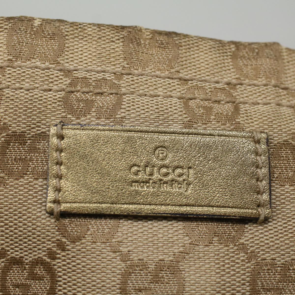 GUCCI GG Canvas Sherry Line Tote Bag Beige Gold pink 189669  59074