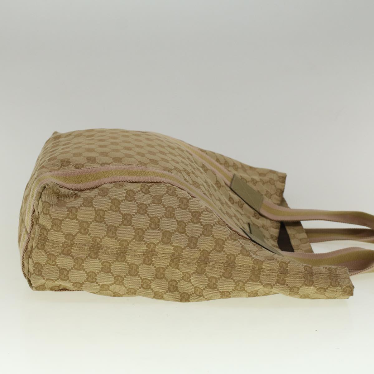 GUCCI GG Canvas Sherry Line Tote Bag Beige Gold pink 189669  59074