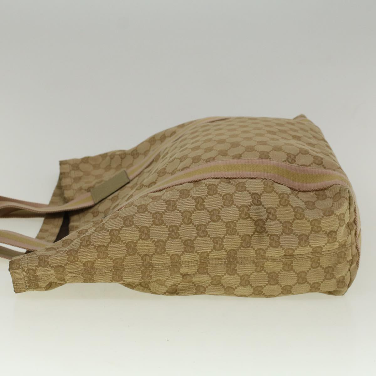 GUCCI GG Canvas Sherry Line Tote Bag Beige Gold pink 189669  59074
