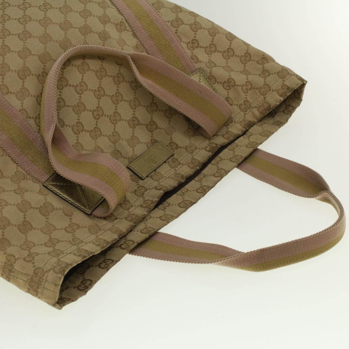 GUCCI GG Canvas Sherry Line Tote Bag Beige Gold pink 189669  59074