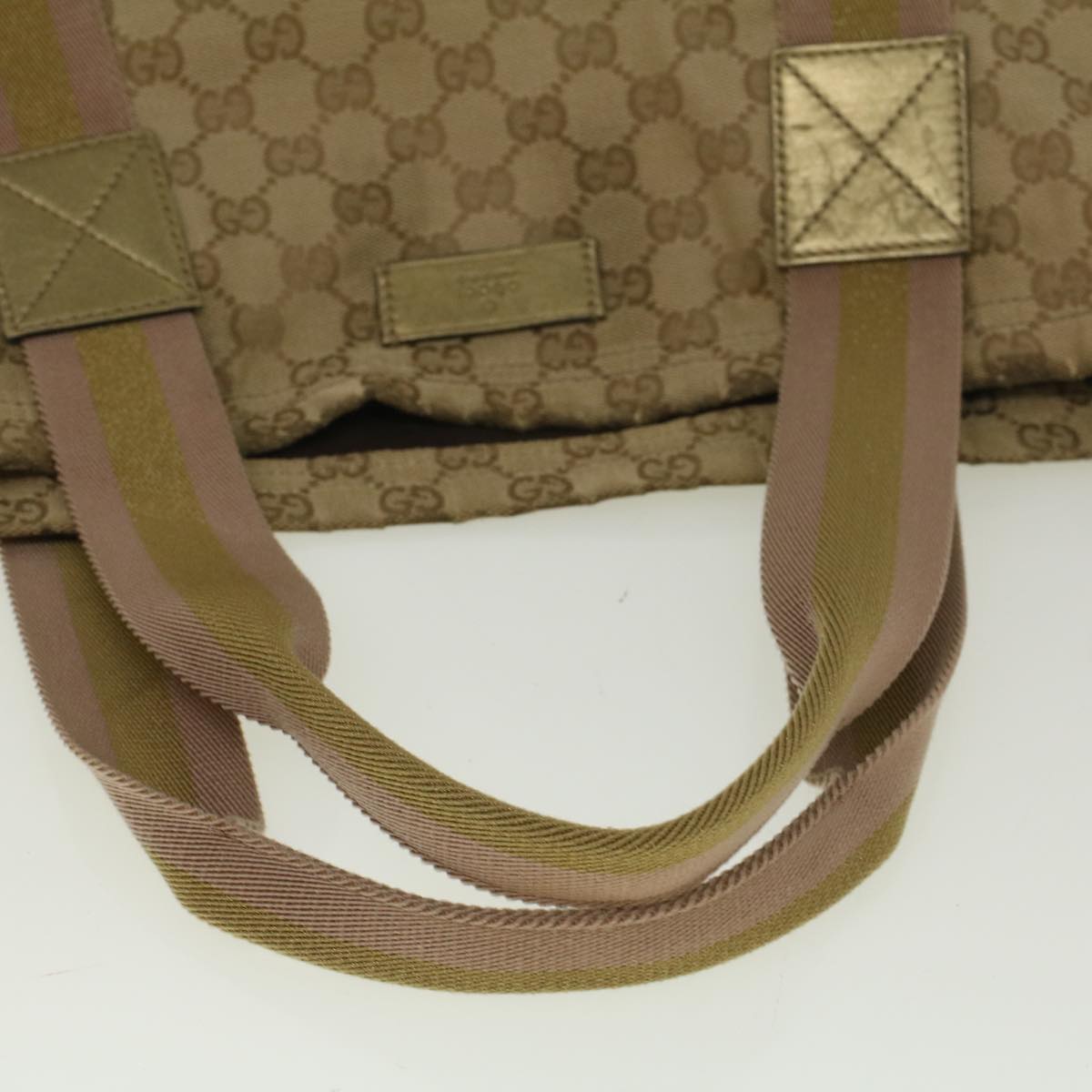 GUCCI GG Canvas Sherry Line Tote Bag Beige Gold pink 189669  59074