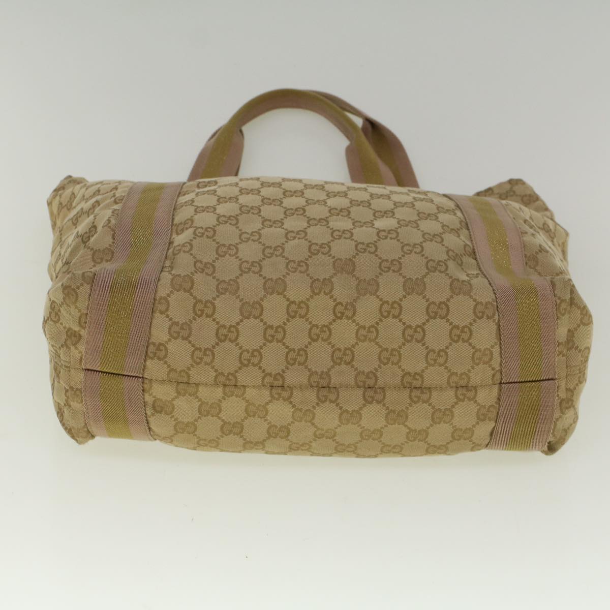 GUCCI GG Canvas Sherry Line Tote Bag Beige Gold pink 189669  59074