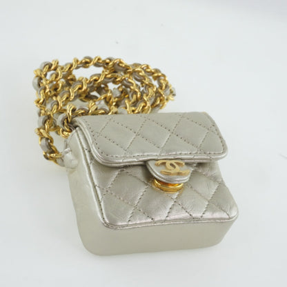 Chanel Quilted Leather Micro Crossbody Bag Leather Crossbody Bag in New Condition
