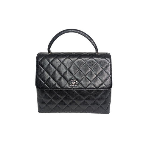 Chanel 90s Caviar Quilted Kelly Top Handle Bag