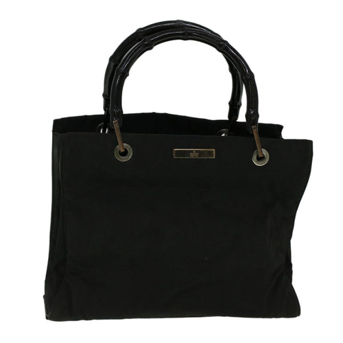 GUCCI Bamboo Hand Bag Nylon Black  59240