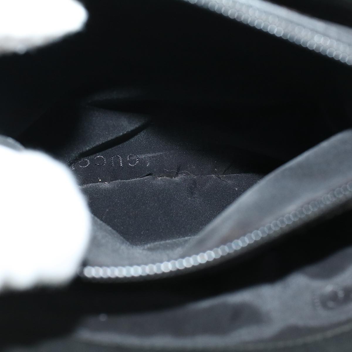 GUCCI Bamboo Hand Bag Nylon Black  59240