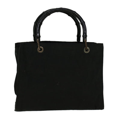 GUCCI Bamboo Hand Bag Nylon Black  59240
