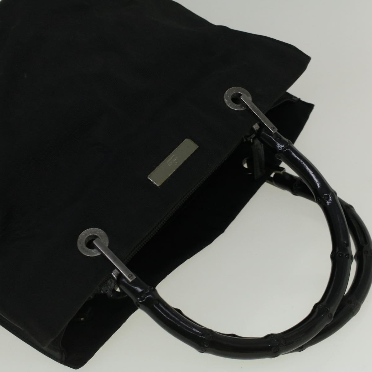 GUCCI Bamboo Hand Bag Nylon Black  59240
