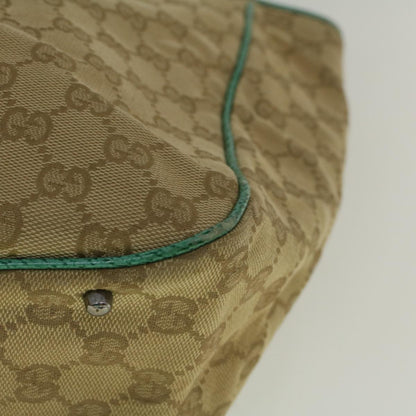 GUCCI GG Canvas Tote Bag Beige Turquoise Blue 113017  59245