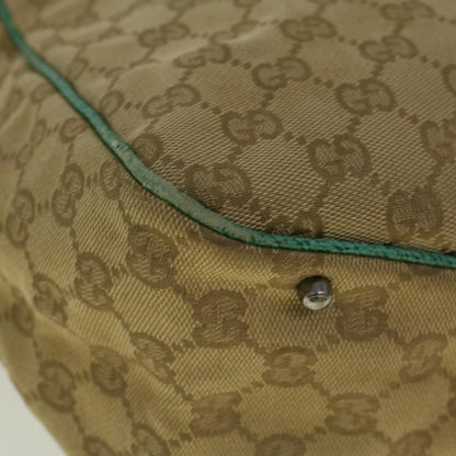 GUCCI GG Canvas Tote Bag Beige Turquoise Blue 113017  59245