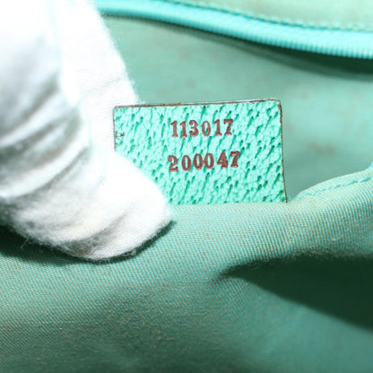GUCCI GG Canvas Tote Bag Beige Turquoise Blue 113017  59245