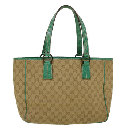 GUCCI GG Canvas Tote Bag Beige Turquoise Blue 113017  59245