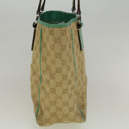 GUCCI GG Canvas Tote Bag Beige Turquoise Blue 113017  59245
