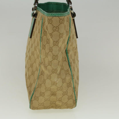 GUCCI GG Canvas Tote Bag Beige Turquoise Blue 113017  59245