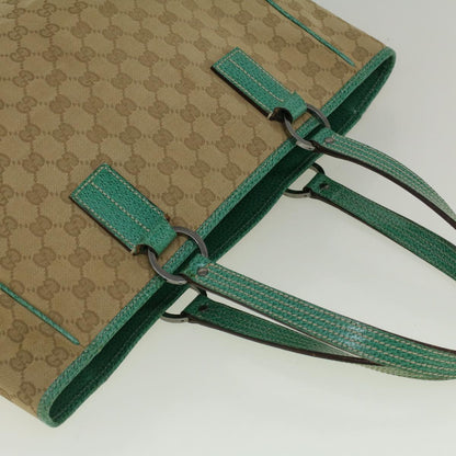 GUCCI GG Canvas Tote Bag Beige Turquoise Blue 113017  59245