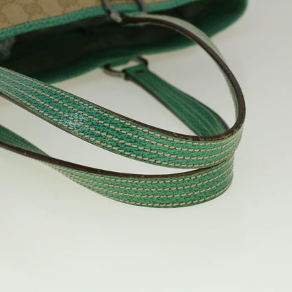 GUCCI GG Canvas Tote Bag Beige Turquoise Blue 113017  59245