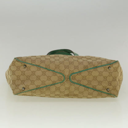 GUCCI GG Canvas Tote Bag Beige Turquoise Blue 113017  59245