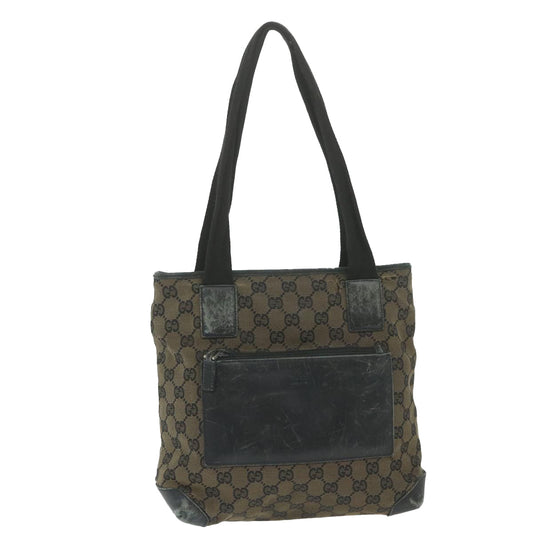GUCCI GG Canvas Tote Bag Black Brown 019 0402 3754  59460