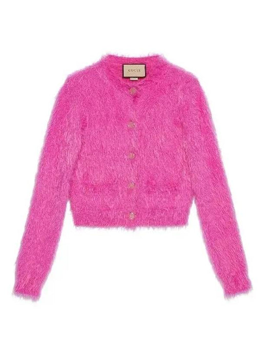 Gucci Brushed Mohair Wool Cardigan Pink