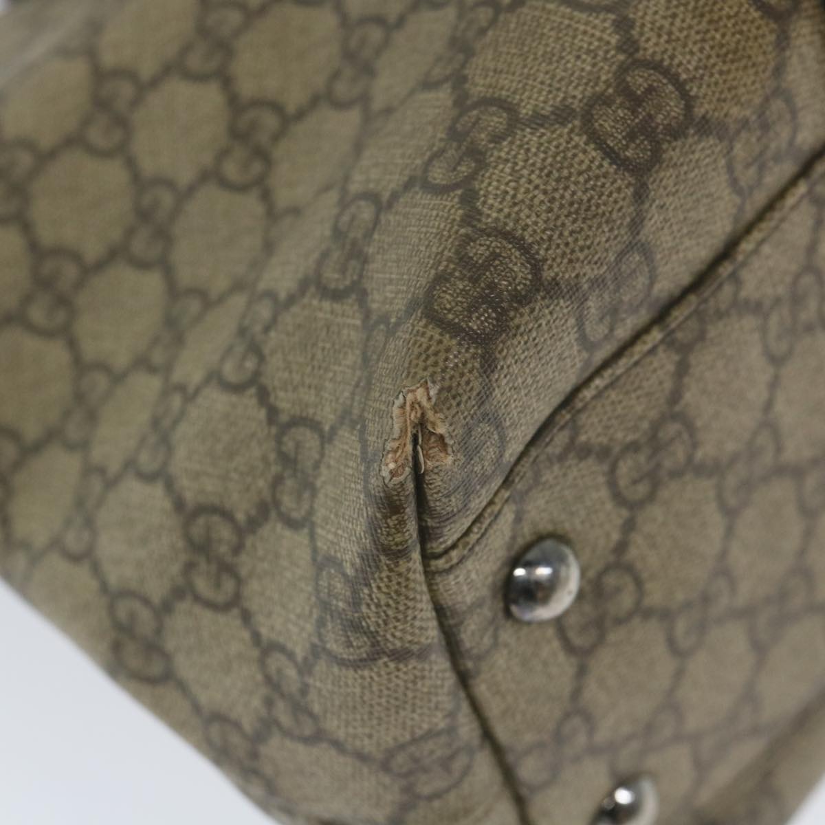 GUCCI GG Supreme Tote Bag PVC Leather Beige 114595  59553