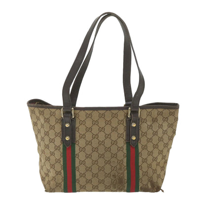 GUCCI GG Canvas Web Sherry Line Tote Bag Beige Red Green 137396  59566