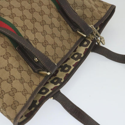 GUCCI GG Canvas Web Sherry Line Tote Bag Beige Red Green 137396  59566
