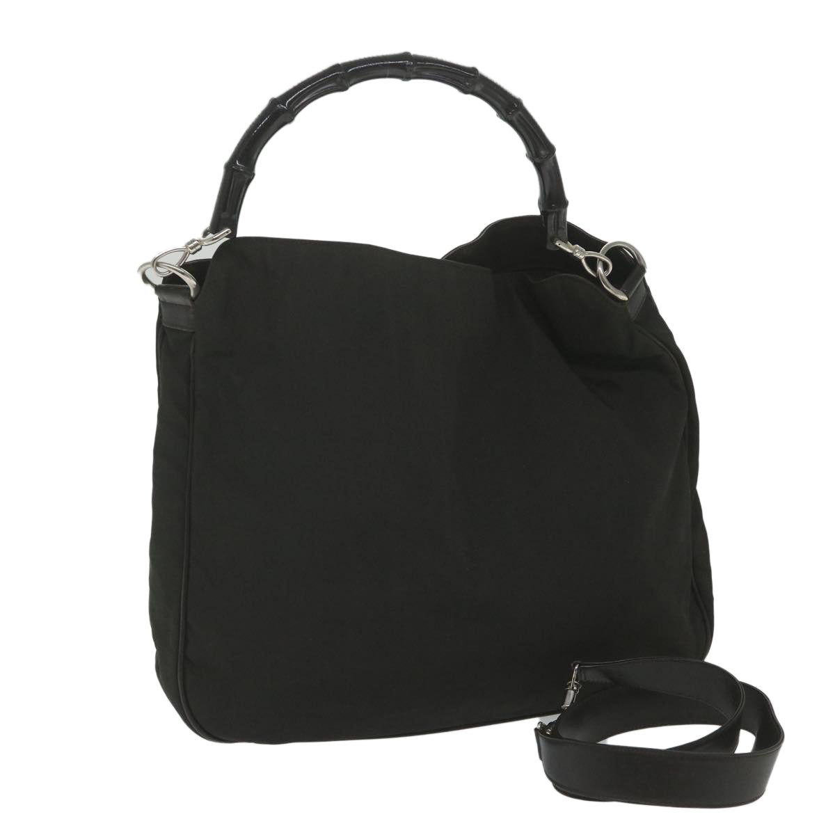 GUCCI Bamboo Shoulder Bag Nylon 2way Black 001 1577 3444  59567