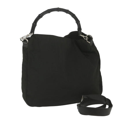 GUCCI Bamboo Shoulder Bag Nylon 2way Black 001 1577 3444  59567