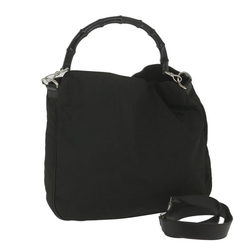 GUCCI Bamboo Shoulder Bag Nylon 2way Black 001 1577 3444  59567