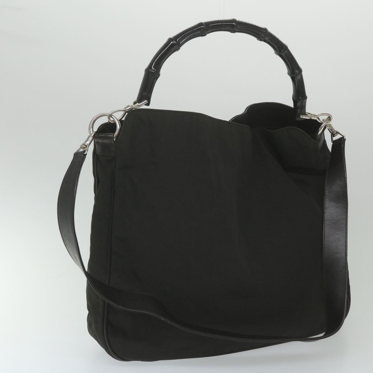 GUCCI Bamboo Shoulder Bag Nylon 2way Black 001 1577 3444  59567