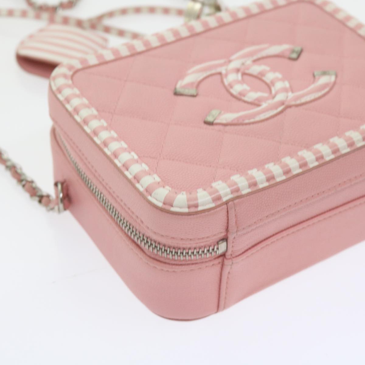 CHANEL Matelasse Chain Shoulder Bag Caviar Skin Wine Red CC 59605A