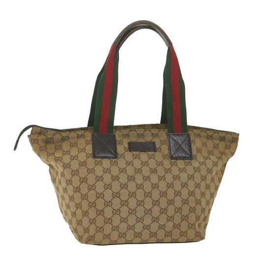 GUCCI GG Canvas Web Sherry Line Tote Bag Beige Red Green 131230  59707