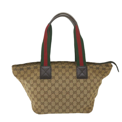 GUCCI GG Canvas Web Sherry Line Tote Bag Beige Red Green 131230  59707