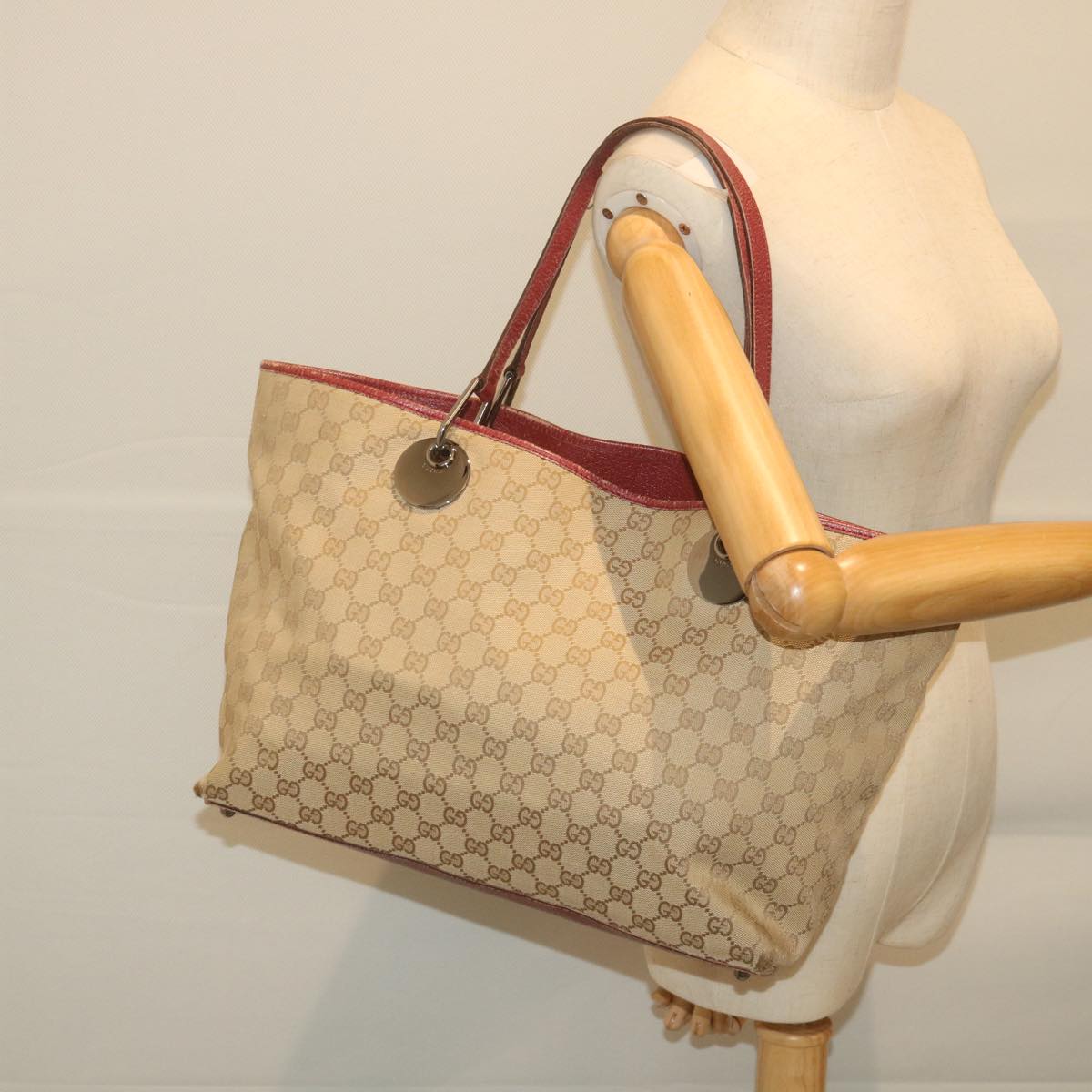 GUCCI GG Canvas Tote Bag Beige 120838  59708