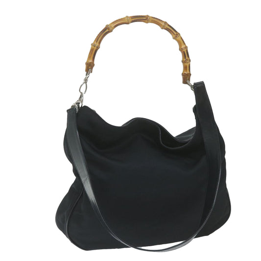GUCCI Bamboo Shoulder Bag Nylon 2way Black 001 1705 1577  59710