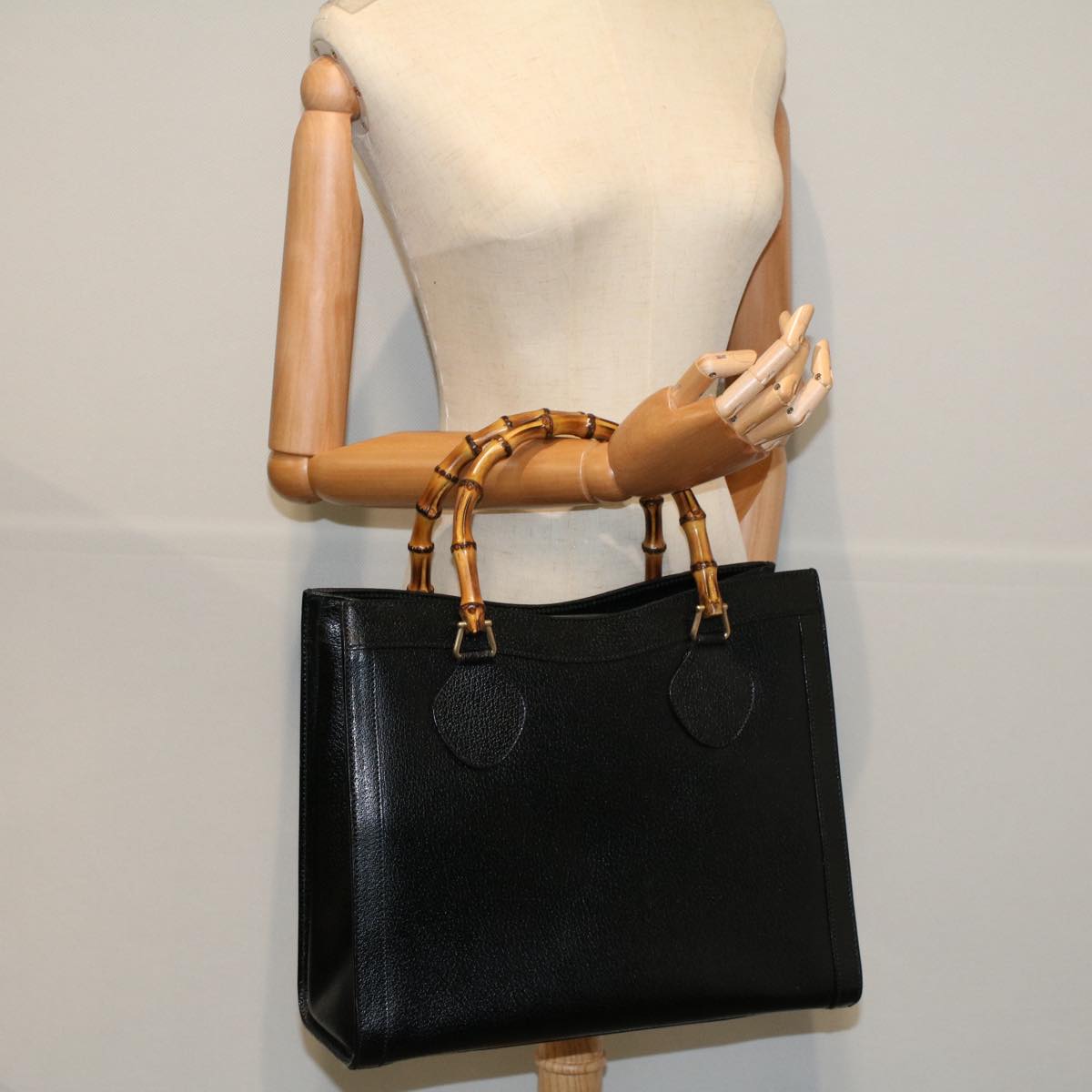 GUCCI Bamboo Hand Bag Leather Black 002 0260 200110  59718