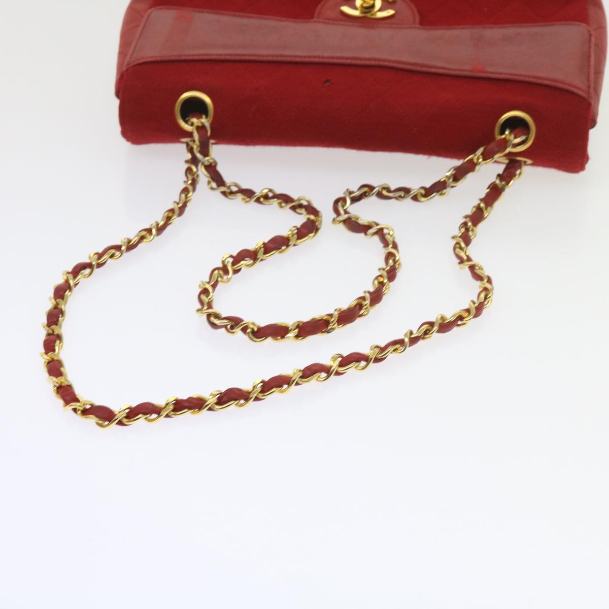 CHANEL Matelasse Chain Shoulder Bag Canvas Red CC 59869A