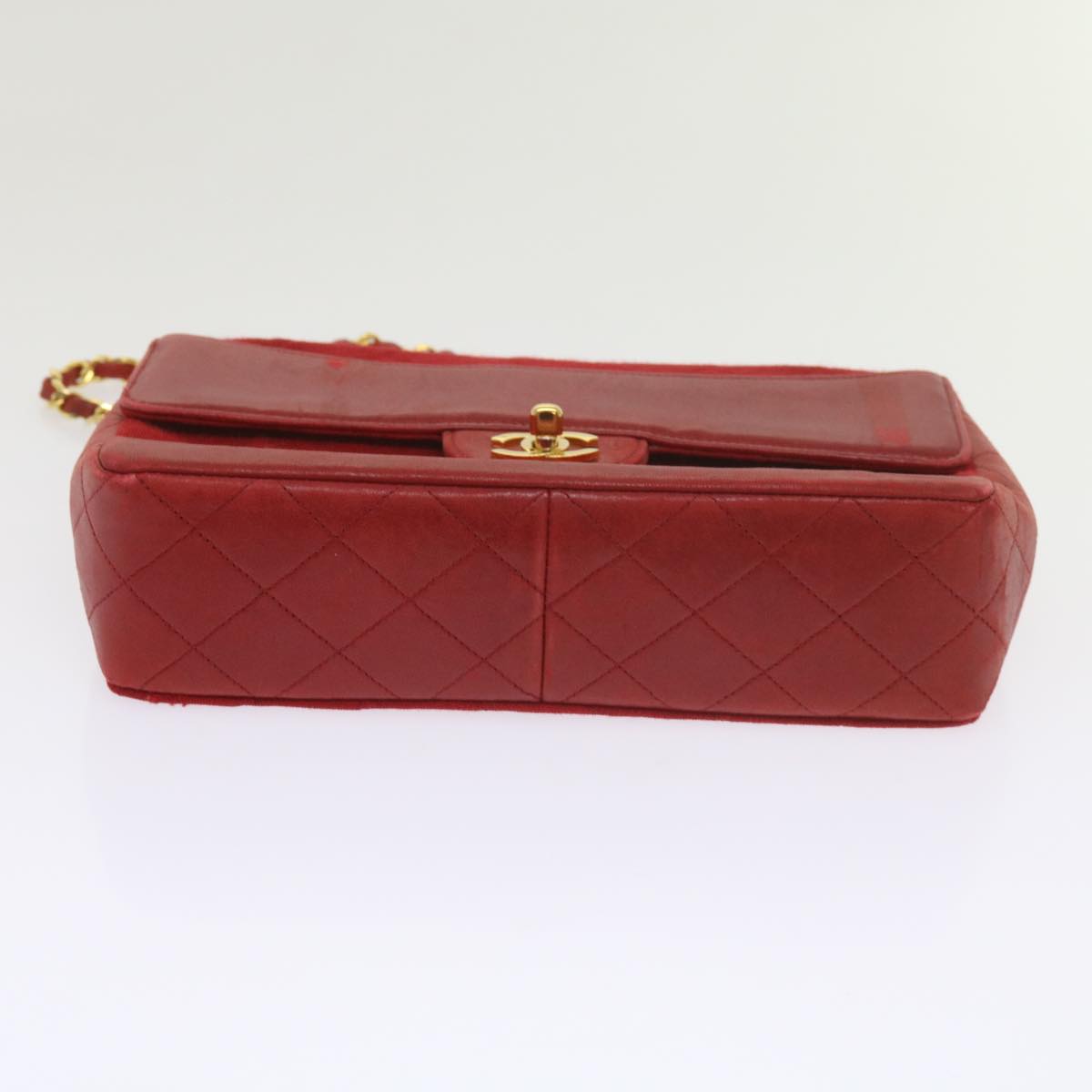 CHANEL Matelasse Chain Shoulder Bag Canvas Red CC 59869A
