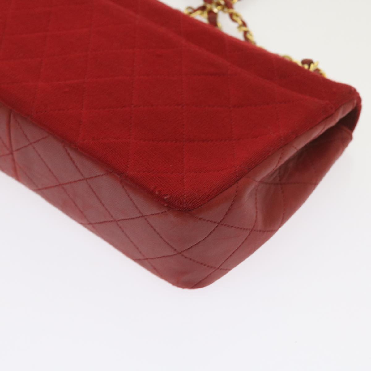 CHANEL Matelasse Chain Shoulder Bag Canvas Red CC 59869A