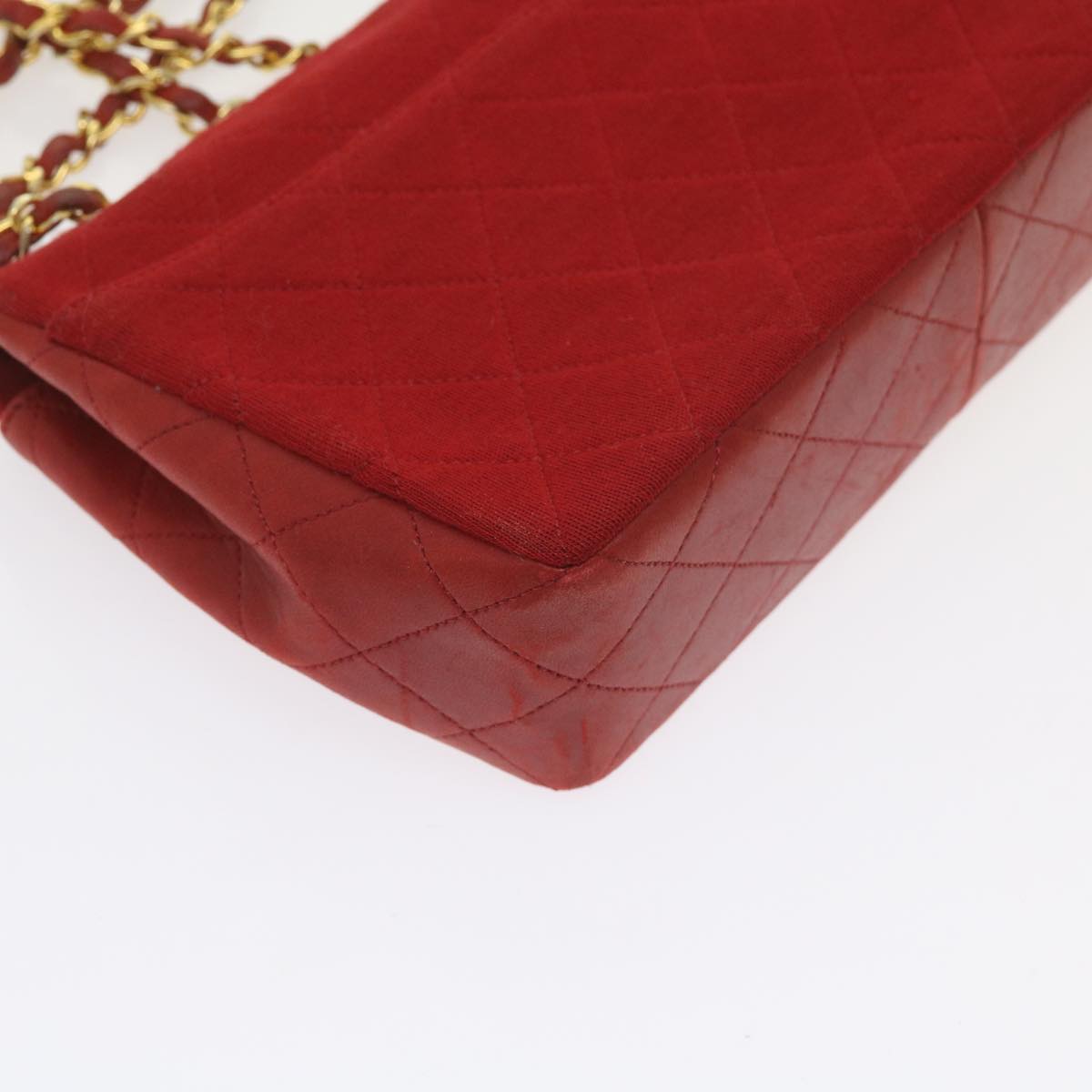CHANEL Matelasse Chain Shoulder Bag Canvas Red CC 59869A