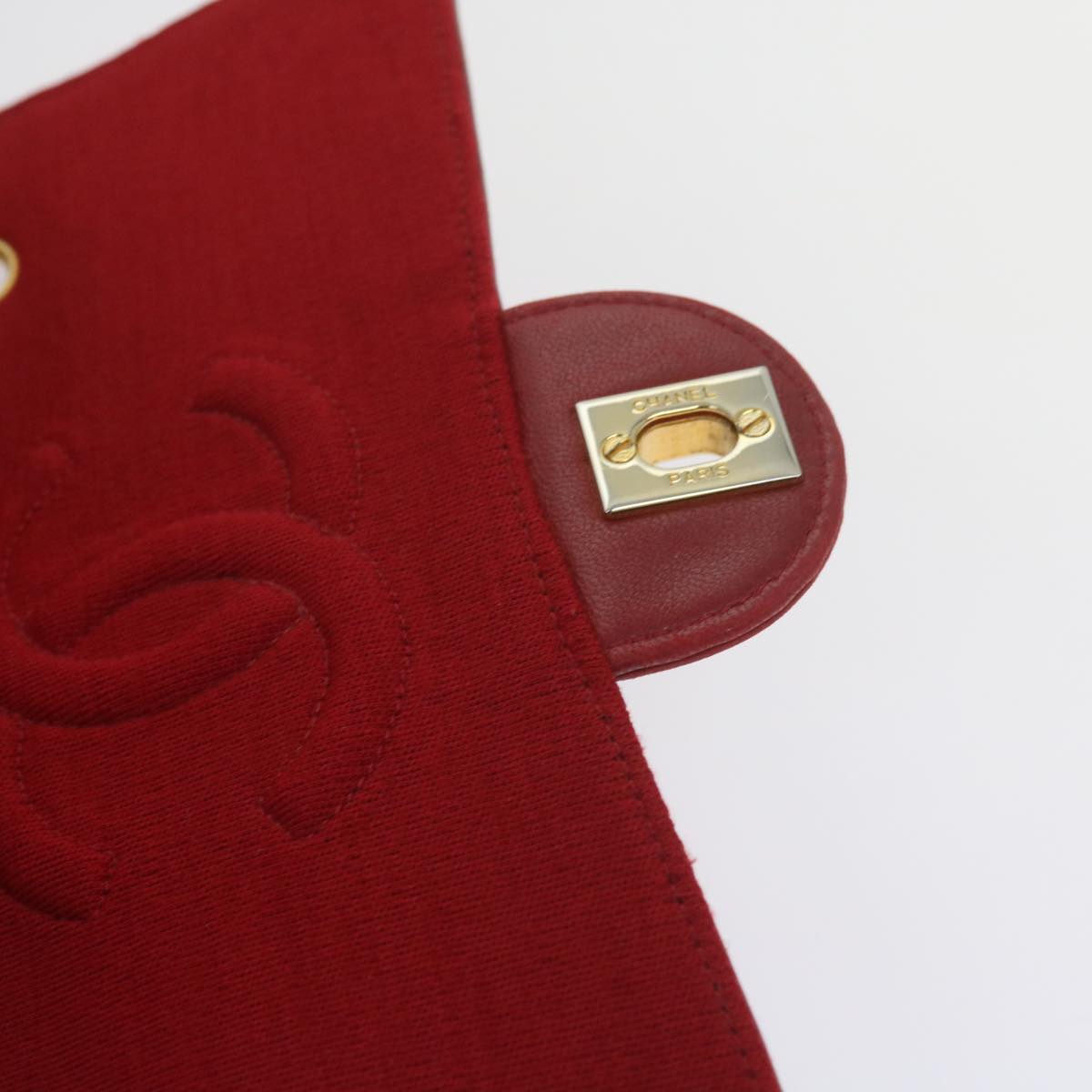 CHANEL Matelasse Chain Shoulder Bag Canvas Red CC 59869A
