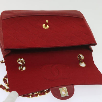 CHANEL Matelasse Chain Shoulder Bag Canvas Red CC 59869A