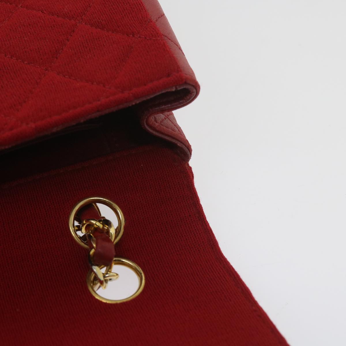 CHANEL Matelasse Chain Shoulder Bag Canvas Red CC 59869A