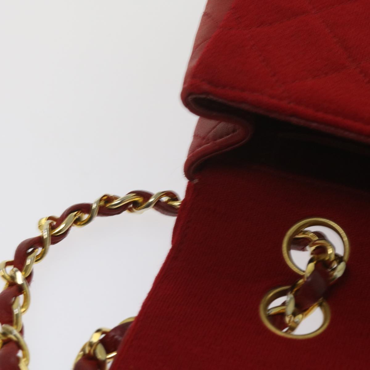 CHANEL Matelasse Chain Shoulder Bag Canvas Red CC 59869A
