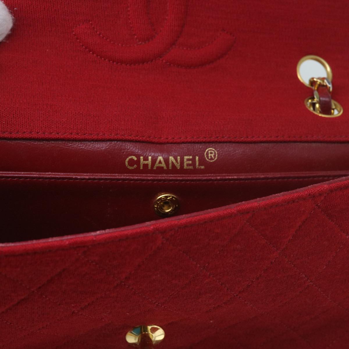 CHANEL Matelasse Chain Shoulder Bag Canvas Red CC 59869A
